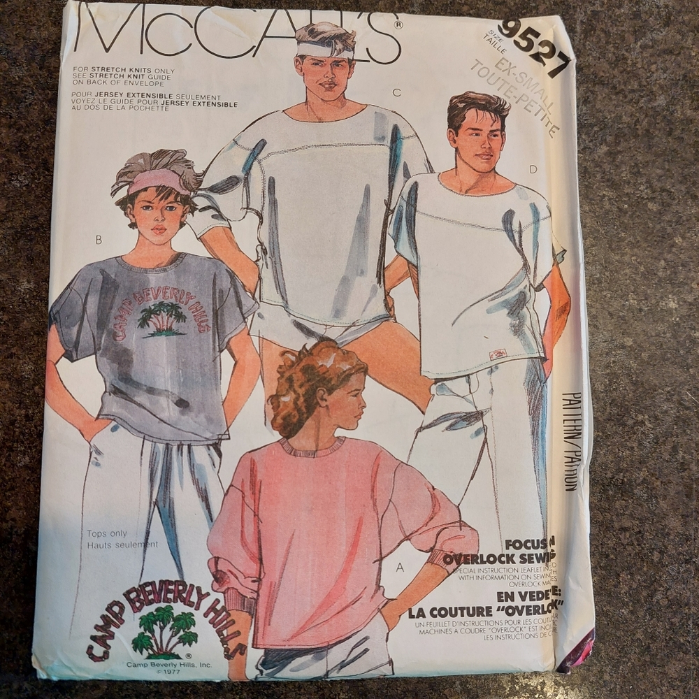 McCall's Vintage Sewing Pattern 9527 Camp Beverly Hills Uncut Athletic Wear